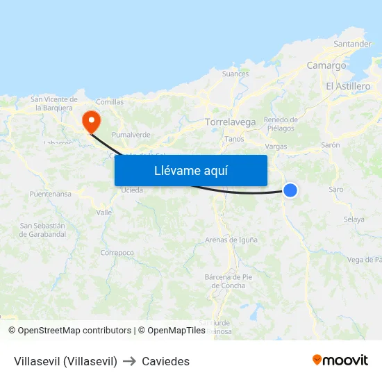 Villasevil (Villasevil) to Caviedes map