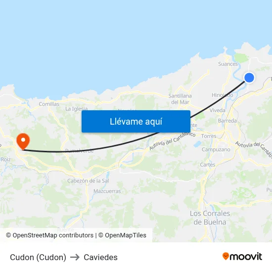 Cudon (Cudon) to Caviedes map