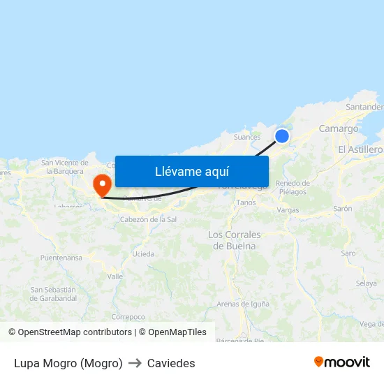 Lupa Mogro (Mogro) to Caviedes map