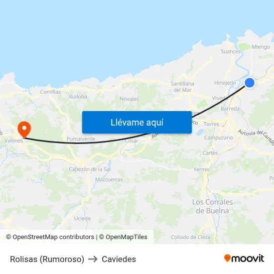 Rolisas (Rumoroso) to Caviedes map