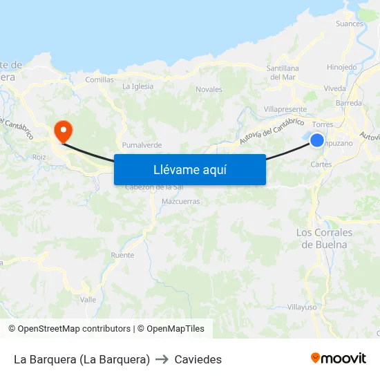 La Barquera (La Barquera) to Caviedes map