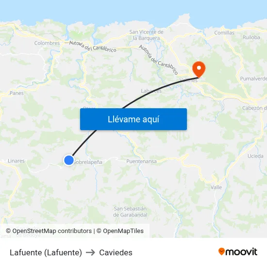 Lafuente (Lafuente) to Caviedes map