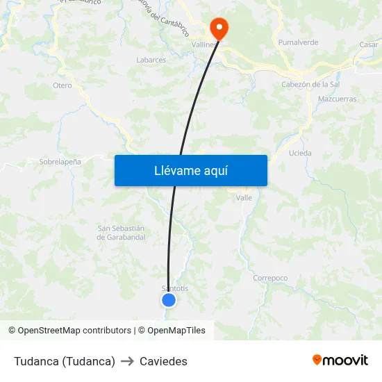 Tudanca (Tudanca) to Caviedes map
