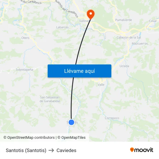 Santotis (Santotis) to Caviedes map