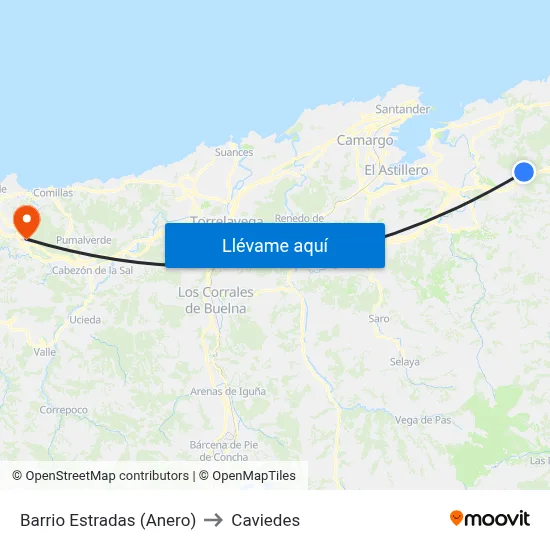 Barrio Estradas (Anero) to Caviedes map