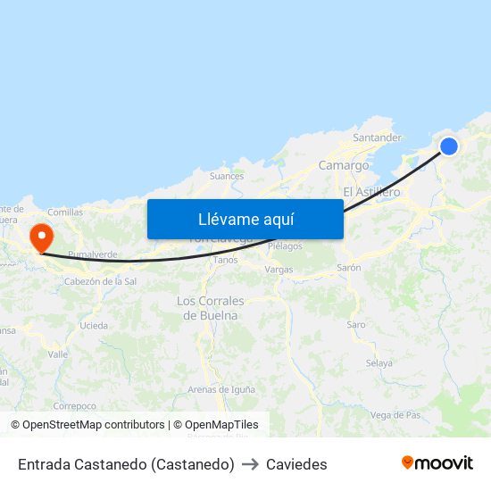 Entrada Castanedo (Castanedo) to Caviedes map