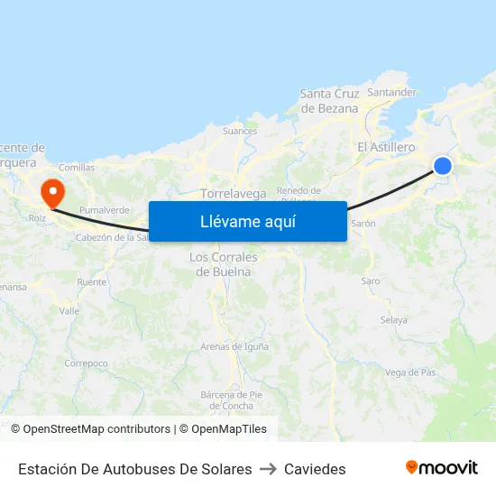 Estación De Autobuses De Solares to Caviedes map