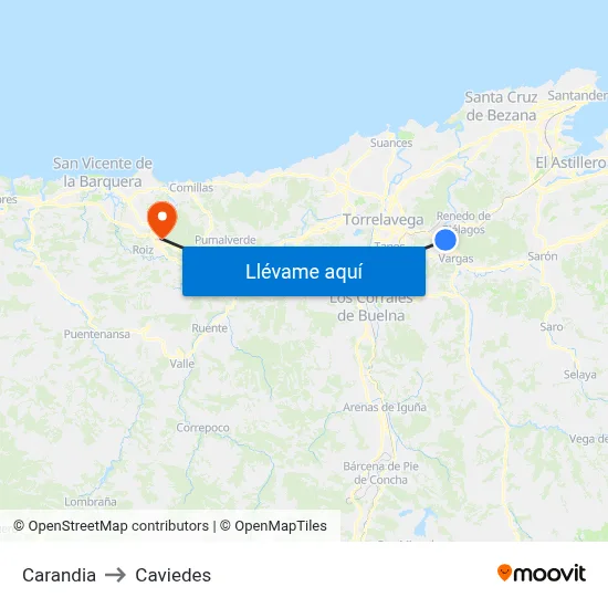 Carandia to Caviedes map