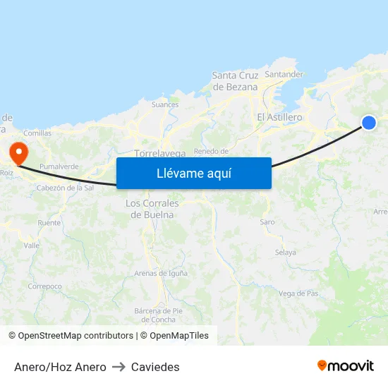 Anero/Hoz Anero to Caviedes map