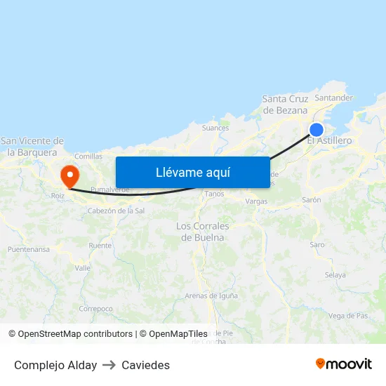 Complejo Alday to Caviedes map