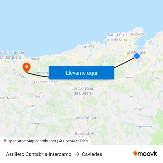 Astillero Cantabria-Intercamb to Caviedes map