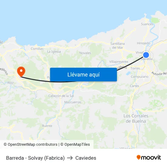 Barreda - Solvay (Fabrica) to Caviedes map