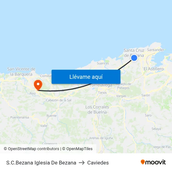 S.C.Bezana Iglesia De Bezana to Caviedes map