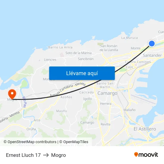 Ernest Lluch 17 to Mogro map