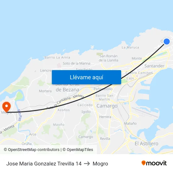 Jose Maria Gonzalez Trevilla 14 to Mogro map