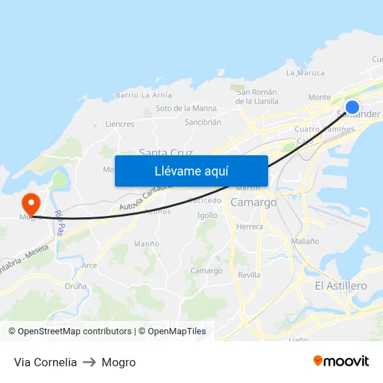 Via Cornelia to Mogro map