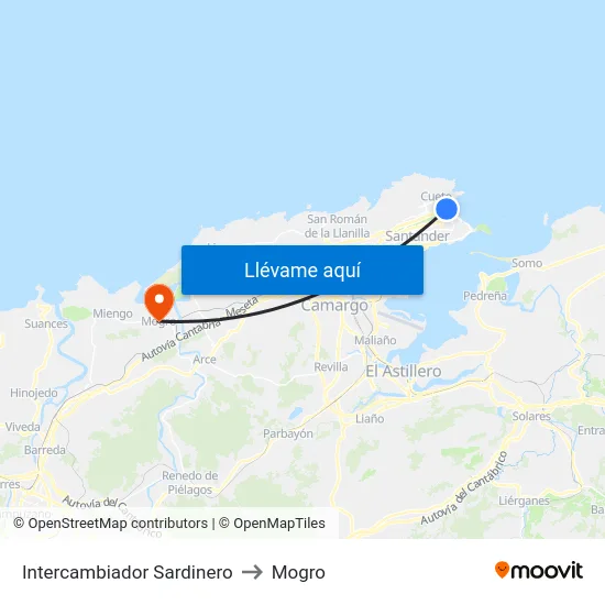 Intercambiador Sardinero to Mogro map