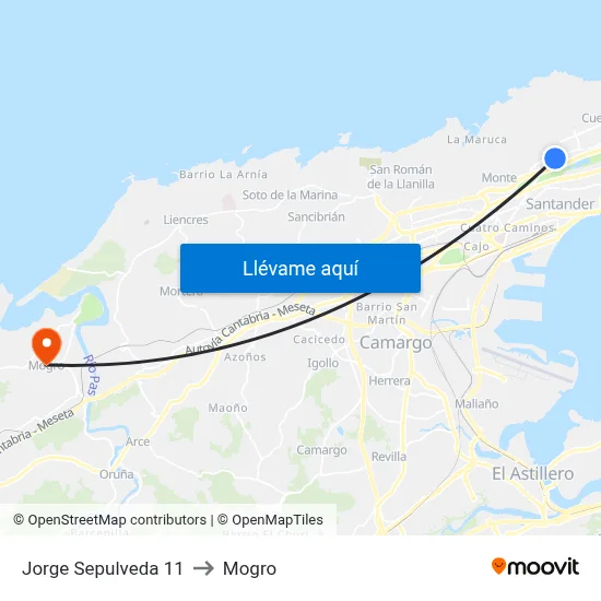 Jorge Sepulveda 11 to Mogro map