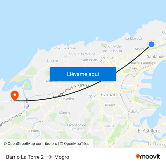 Barrio La Torre 2 to Mogro map