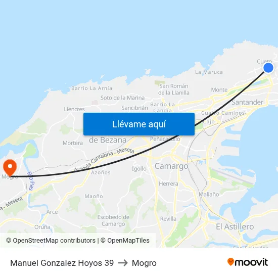 Manuel Gonzalez Hoyos 39 to Mogro map