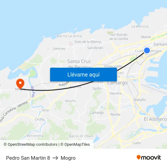 Pedro San Martin 8 to Mogro map