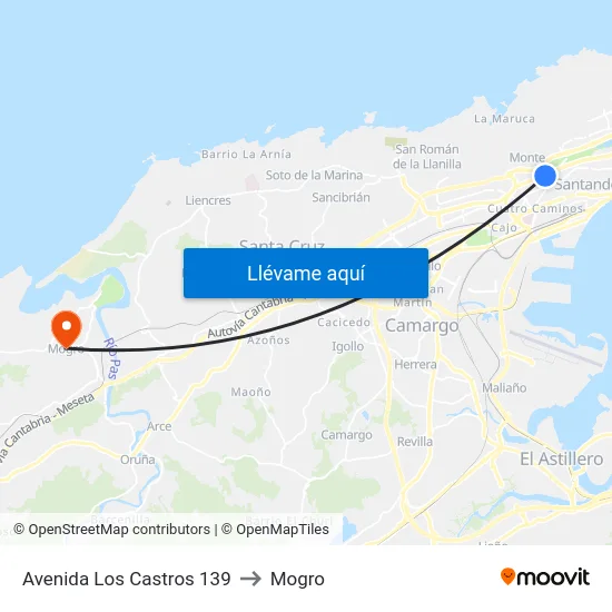 Avenida Los Castros 139 to Mogro map