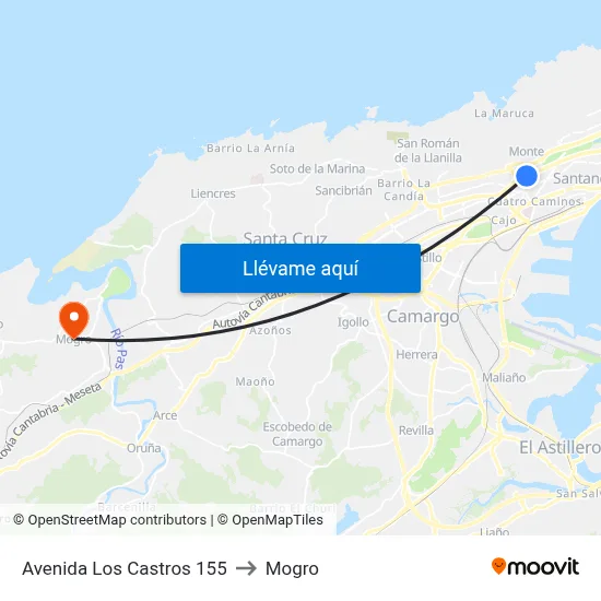 Avenida Los Castros 155 to Mogro map
