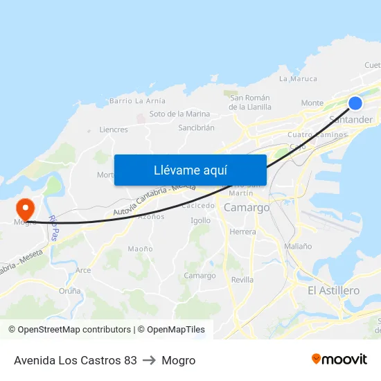 Avenida Los Castros 83 to Mogro map