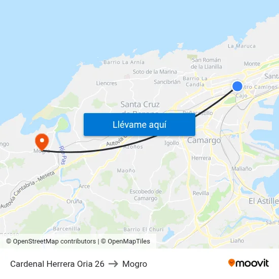 Cardenal Herrera Oria 26 to Mogro map