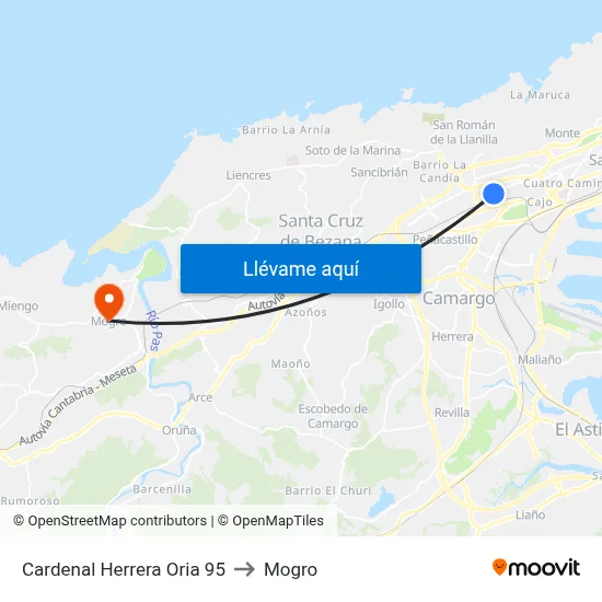 Cardenal Herrera Oria 95 to Mogro map