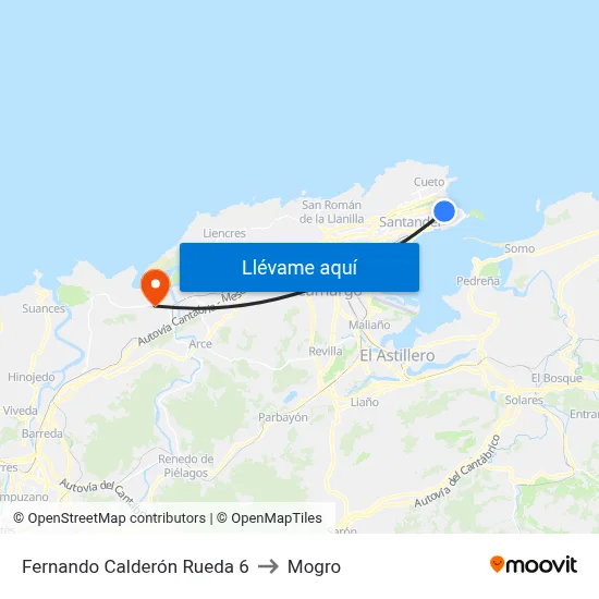 Fernando Calderón Rueda 6 to Mogro map