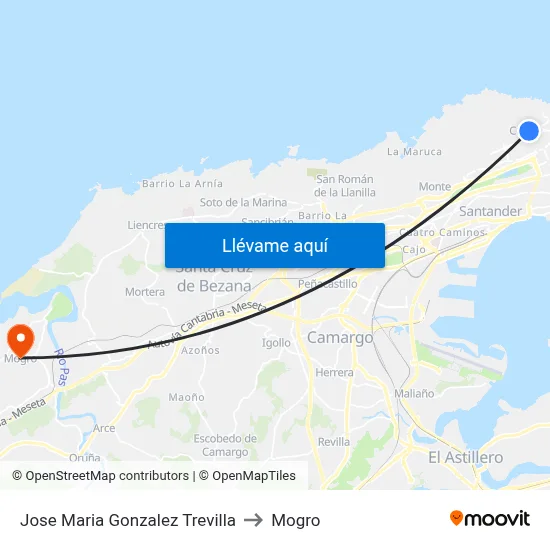 Jose Maria Gonzalez Trevilla to Mogro map