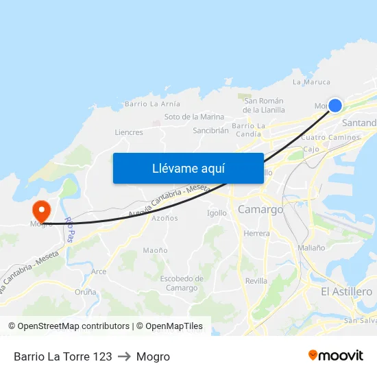 Barrio La Torre 123 to Mogro map