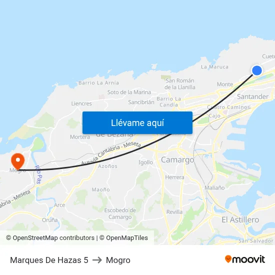 Marques De Hazas 5 to Mogro map