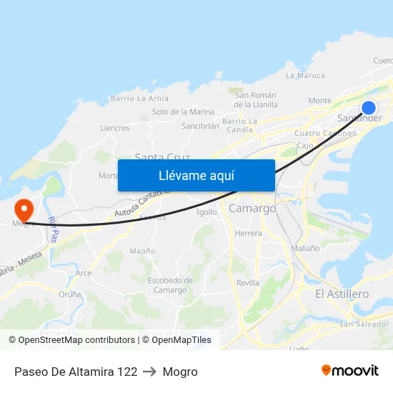 Paseo De Altamira 122 to Mogro map