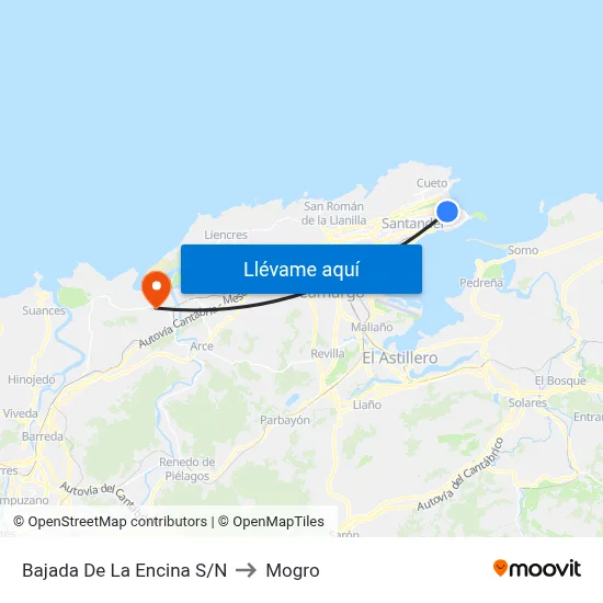 Bajada De La Encina S/N to Mogro map