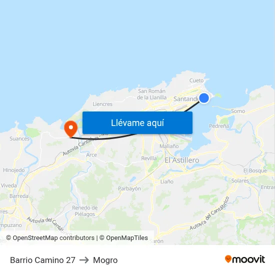 Barrio Camino 27 to Mogro map
