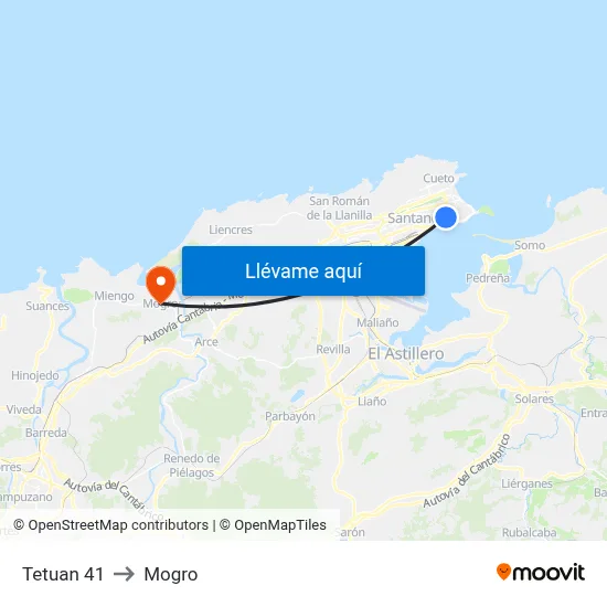 Tetuan 41 to Mogro map