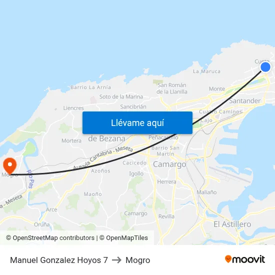 Manuel Gonzalez Hoyos 7 to Mogro map