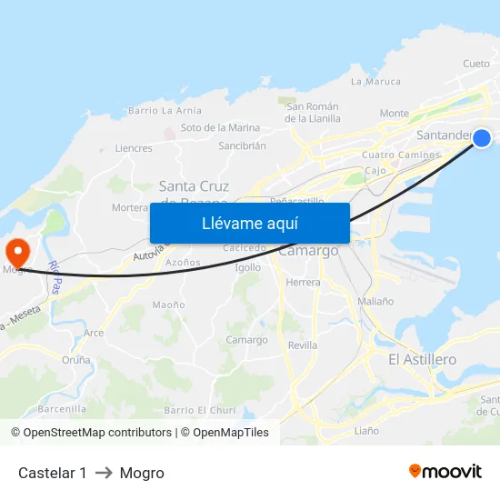 Castelar 1 to Mogro map