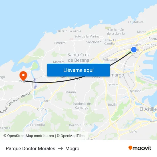 Parque Doctor Morales to Mogro map