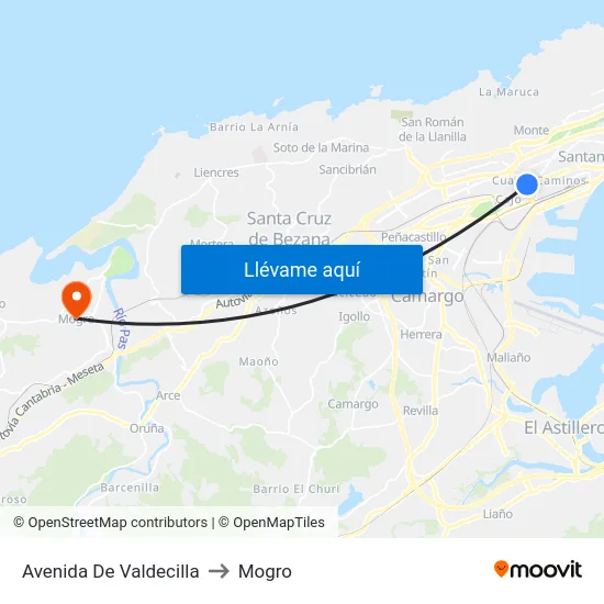 Avenida De Valdecilla to Mogro map