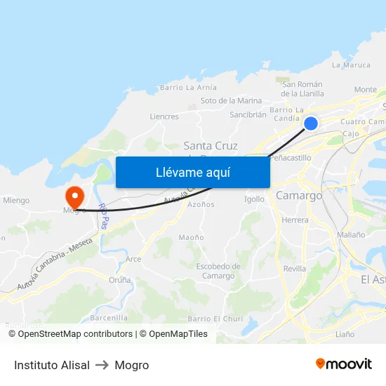 Instituto Alisal to Mogro map