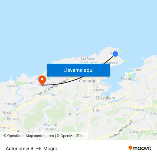 Autonomia 8 to Mogro map