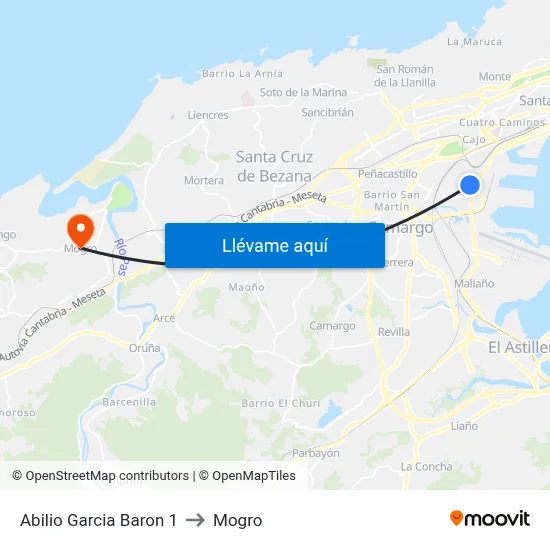 Abilio Garcia Baron 1 to Mogro map