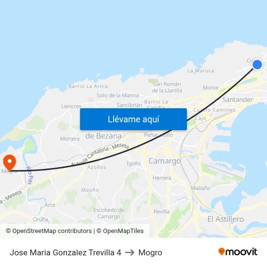 Jose Maria Gonzalez Trevilla 4 to Mogro map