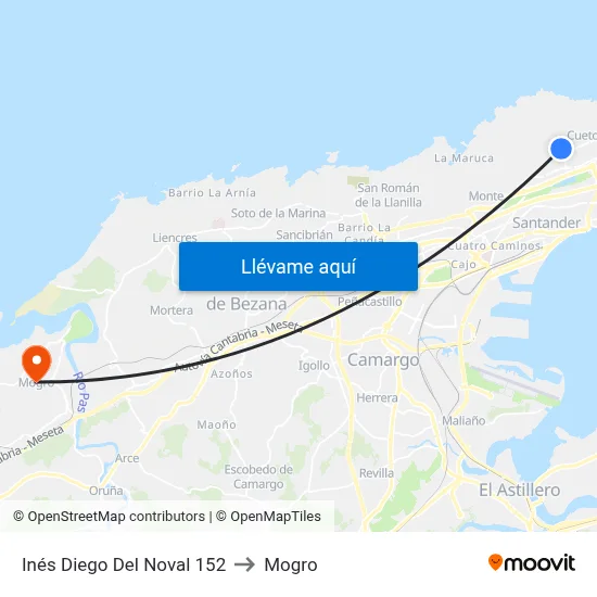 Inés Diego Del Noval 152 to Mogro map