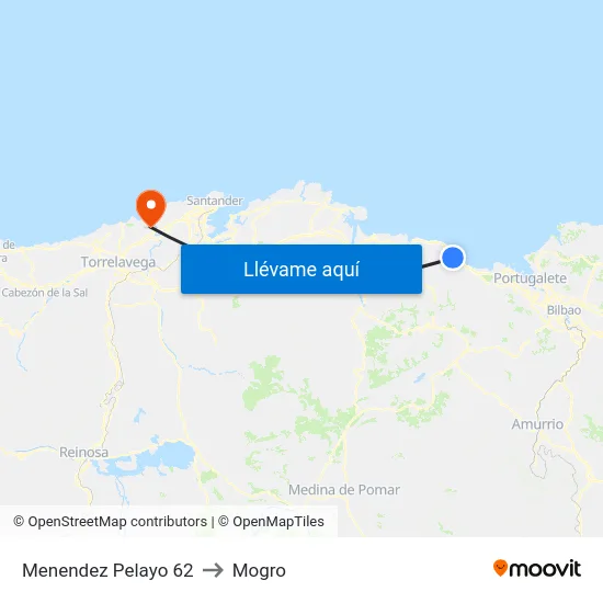 Menendez Pelayo 62 to Mogro map