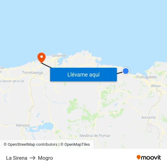 La Sirena to Mogro map