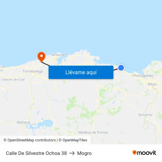 Calle De Silvestre Ochoa 38 to Mogro map